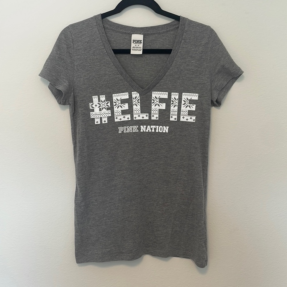 Pink Victoria Secret - Grey Short Sleeve Top